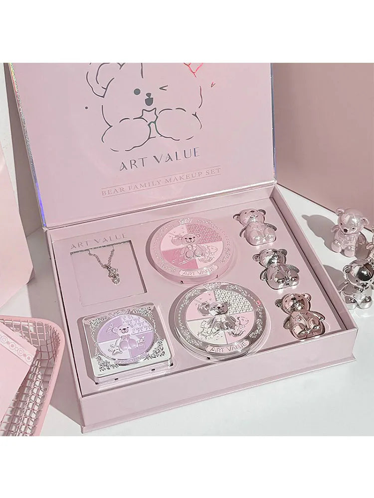 ART VALUE 7PC Makeup Sets Include 3 Colors Matte Lip Mud,1 Pressed Powder,1 Blush,1 Eyes Palette,1 Necklace Beauty Makeup Sets - ShoreCo.Shop