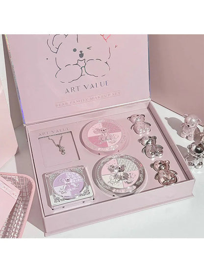 ART VALUE 7PC Makeup Sets Include 3 Colors Matte Lip Mud,1 Pressed Powder,1 Blush,1 Eyes Palette,1 Necklace Beauty Makeup Sets - ShoreCo.Shop