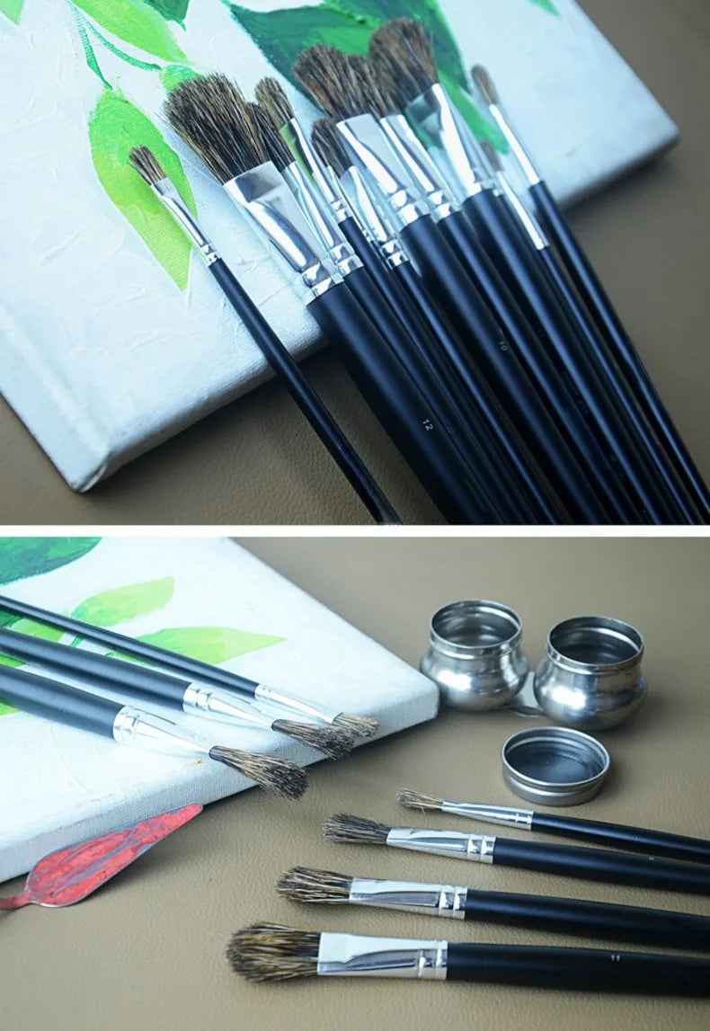 6pc new concept paintbrush wild boar mane oil painting brush water powder acrylic nail round head long black pole paintbrush set    Home Decor Supply | Online Retail | ShoreShopper.com