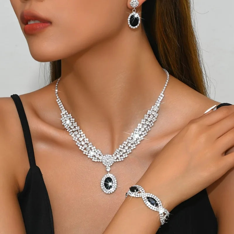 Elegant Bridal Jewelry Set Necklace Earrings with Sparkling Rhinestones Perfect for Weddings Parties    Home Decor Supply | Online Retail | ShoreShopper.com