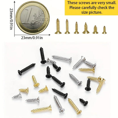 2400pcs Miniature Self-Tapping Screws, M2 Wood Screws, Phillips Head Screws, Flat Head Screws, Gold, Black, Silver Set    Home Decor Supply | Online Retail | ShoreShopper.com