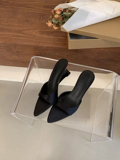 Women's Slippers Fashion 2026 Summer Elegant High Heels Outdoor Banquet Wedge Heel Pointed Toe Girls Women's Shoes 2018    Your Coastal Marketplace | Shoreshopper.com