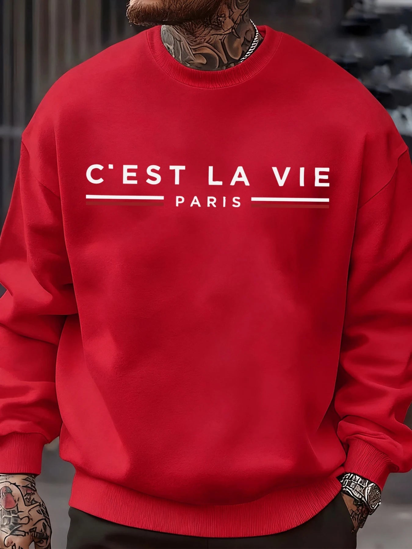 C'Est La Vie Paris Prints Man Sweatshirt Casual Loose Sportswear Hip Hop Fashion Pullovers Fleece Soft Clothing Crewneck Tops    Home Decor Supply | Online Retail | ShoreShopper.com