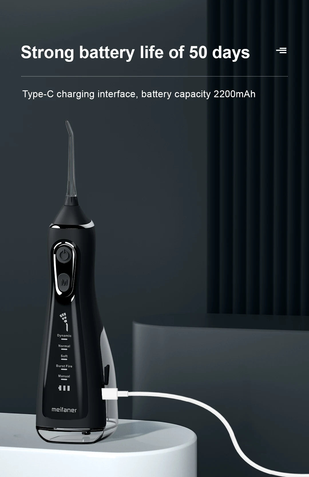 Oral Irrigator 40-140PSI Tooth Scaler 5 Speed Water Flosser Rechargeable Dental Water Jet 300ML IPX6 Waterproof Teeth Cleaner - ShoreCo.Shop