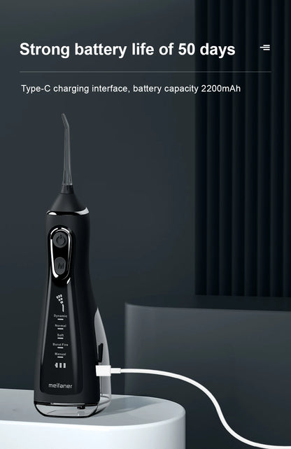 Oral Irrigator 40-140PSI Tooth Scaler 5 Speed Water Flosser Rechargeable Dental Water Jet 300ML IPX6 Waterproof Teeth Cleaner - ShoreCo.Shop