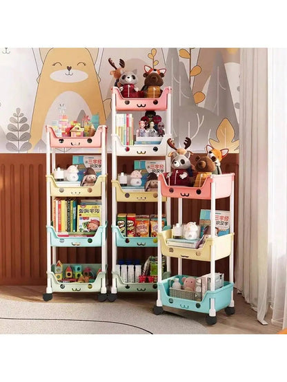 Multi-Tier Rolling Storage Cart, Slim Rolling Cart with Storage Bins and Hooks - Space-Saving Organizer, 360° Rotating Storage C    Home Decor Supply | Online Retail | ShoreShopper.com