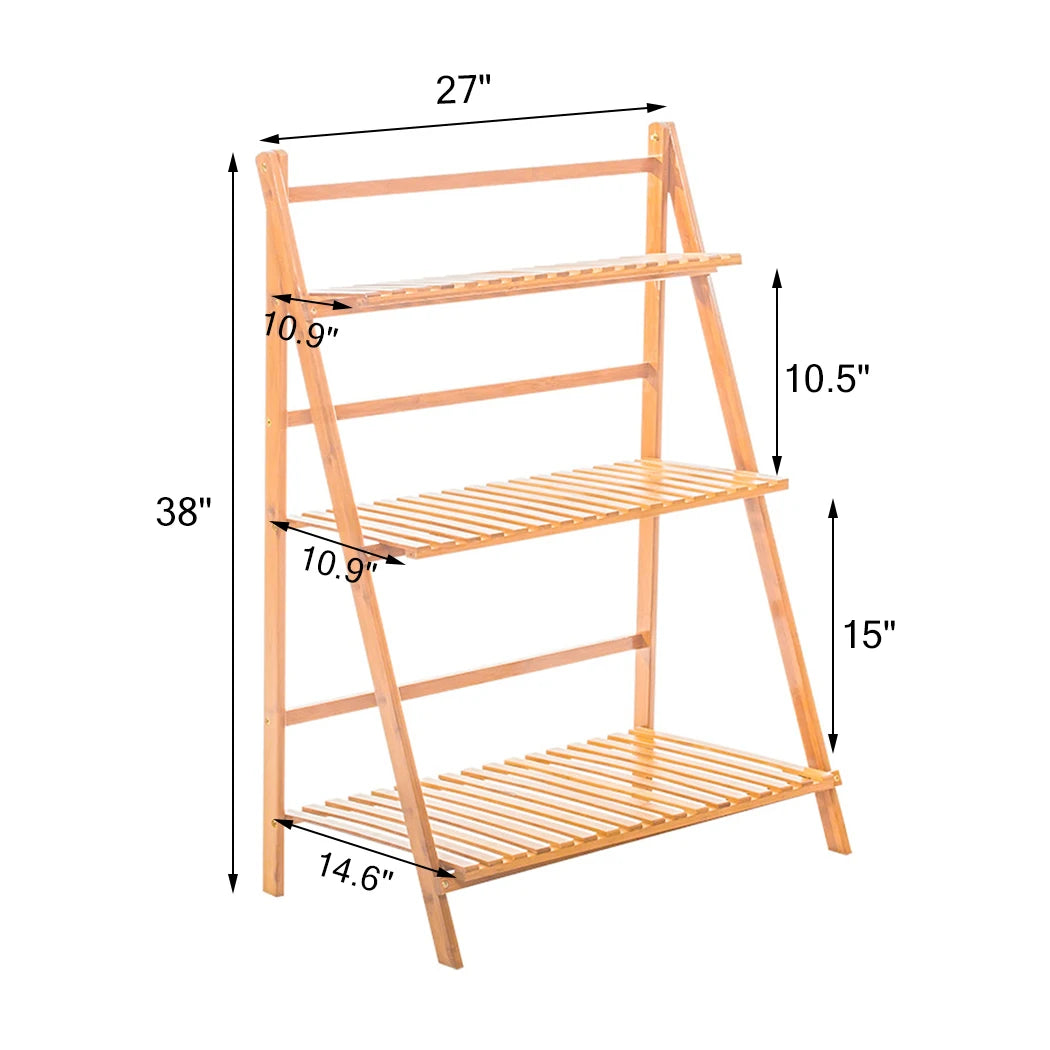 Bamboo Ladder Plant Stand Foldable Flower Pot Display Stand    Home Decor Supply | Online Retail | ShoreShopper.com