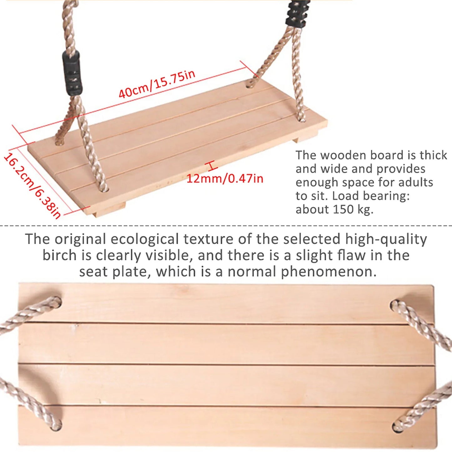 High-Quality Polished Four-Board Anti-Corrosion Wood Swing Outdoor Indoor Pastoral Wooden Swing for Adults Children    Home Decor Supply | Online Retail | ShoreShopper.com