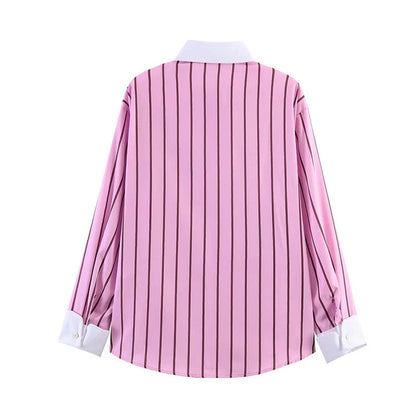 Women's Shirts Spring New Fashion Striped Loose Shirt Women Turn-down Collar Long Sleeves Casual Shirts Female Blouses Chic Tops    Your Coastal Marketplace | Shoreshopper.com