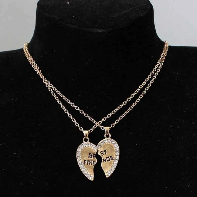 Gooden Friends Love English Pendant Pendant Necklace Fashion Two Rhinestones Alloy Flap Best Friends Necklace New Product Launch