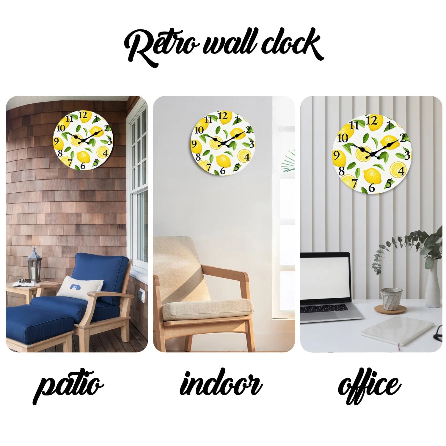 1pc wooden wall clock, yellow lemon and green leaf design wall clock, family mute clock, living room bedroom study decoration    Home Decor Supply | Online Retail | ShoreShopper.com