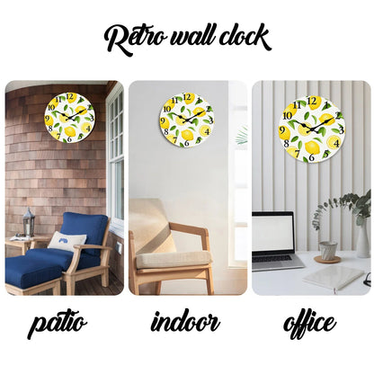 1pc wooden wall clock, yellow lemon and green leaf design wall clock, family mute clock, living room bedroom study decoration    Home Decor Supply | Online Retail | ShoreShopper.com
