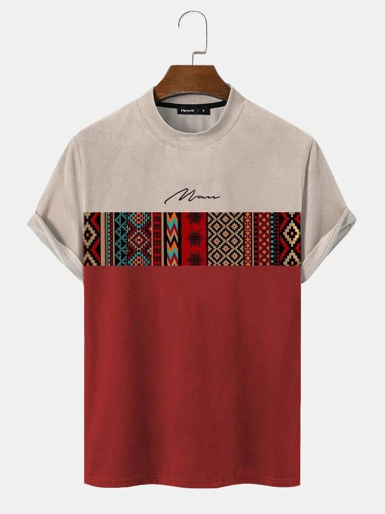 Men's C'EST LA VIE Paris Color Block T-Shirt Beige Gray Brown Casual Short Sleeve Fashion Top    Home Decor Supply | Online Retail | ShoreShopper.com