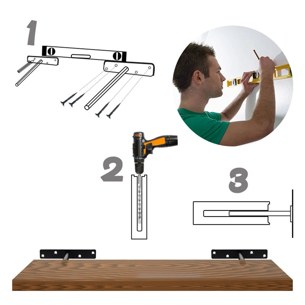 T Shape Concealed Shelf Brackets Floating  Wall Shelf Supports Screw Mounting Plate Multi sizes Metal Brackets    Home Decor Supply | Online Retail | ShoreShopper.com