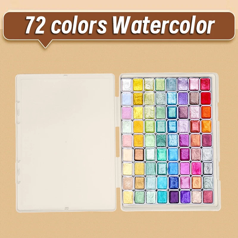 20/24/60/72 Colors Pearl Watercolor Pigment,Metallic,Shimmer,Glitter Solid Paint Mini Travel Portable Kit for Painting,Writing    Home Decor Supply | Online Retail | ShoreShopper.com