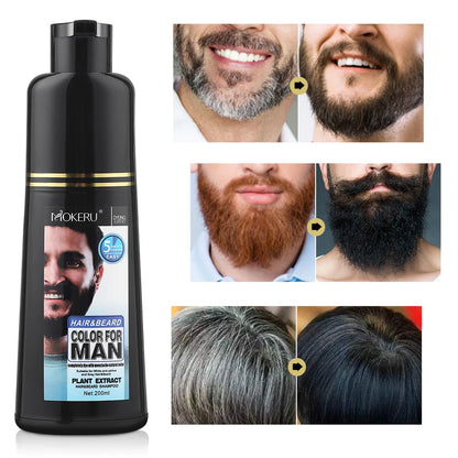 Natural Permanent Beard Dye Shampoo Repair White Grey Hair Removal Instant Mustache Dying Blacking Fast Beard Coloring for Men - ShoreCo.Shop