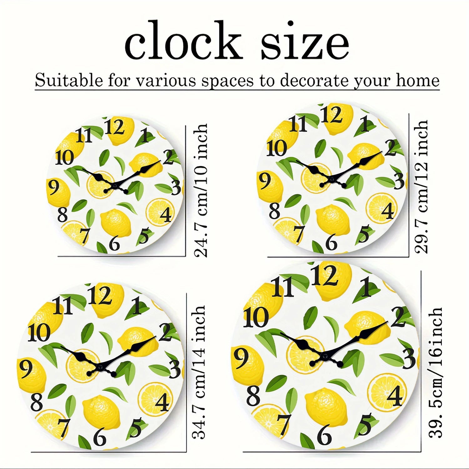 1pc wooden wall clock, yellow lemon and green leaf design wall clock, family mute clock, living room bedroom study decoration    Home Decor Supply | Online Retail | ShoreShopper.com