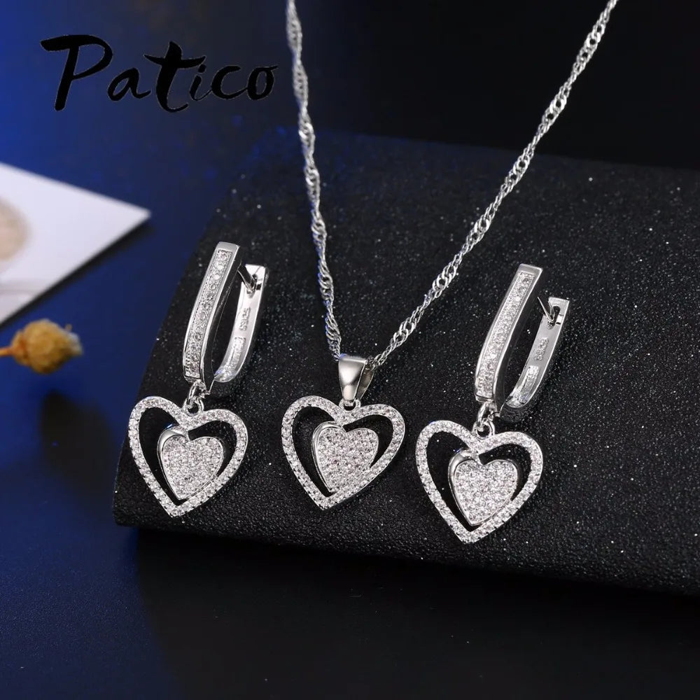 Wedding Jewelry Sets For Brides Fine Silver Drop Crystal Earrings Necklace Wedding Jewelry Genuine 925 Sterling Silver    Home Decor Supply | Online Retail | ShoreShopper.com