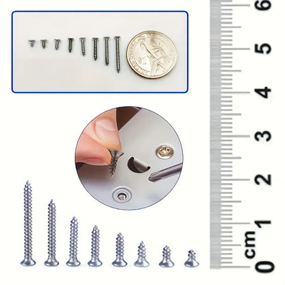 Box of 560 Self-Tapping Wood Screw Set - Includes 8 Different Sizes of M2 Phillips Flat Metal Screw Classification Kit    Home Decor Supply | Online Retail | ShoreShopper.com