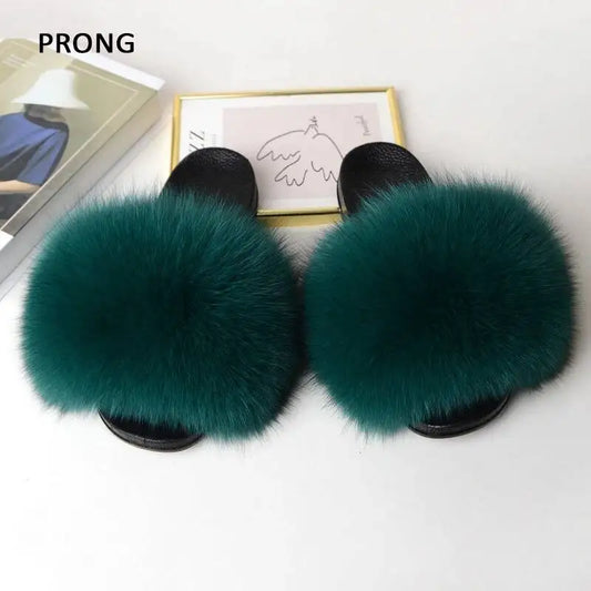 Summer Women Fur Slides Fluffy Furry Slippers Indoor Fuzzy Flip Flops Casual Outdoor Flat Ladies Fur Sandals Plush House Shoes - ShoreCo.Shop