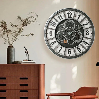 Retro Industrial Roman Wall Clock  Gear Rotation Clock Living Room Decorative Wall Clock Stylish Silent Wall Clock Quartz Clock    Home Decor Supply | Online Retail | ShoreShopper.com