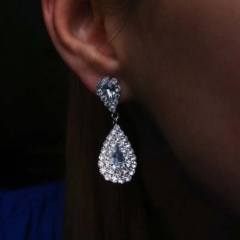 Luxurious Wedding Jewelry Sets for Bridal Bridesmaid Jewelery Drop Earring Necklace Austria Crystal Wholesale Gift    Home Decor Supply | Online Retail | ShoreShopper.com