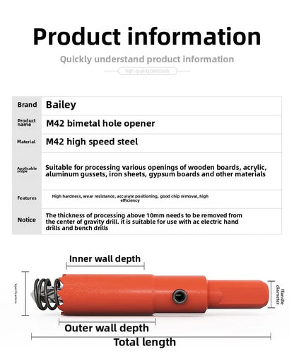 M42 bi-metal woodworking hole saw for drywall, PVC, plastic, iron plate, and recessed light drilling.    Home Decor Supply | Online Retail | ShoreShopper.com