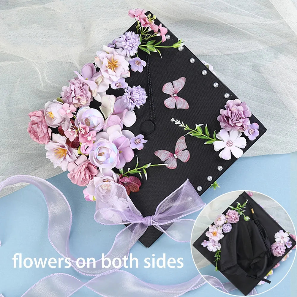 Headwear Doctor Flowers Graduation Cap Bachelor Master Trencher Cap Fringe Charm Ornament Mortar Board University    Your Coastal Marketplace | Shoreshopper.com