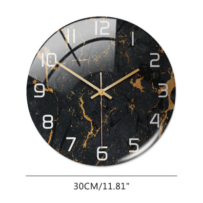 Black Gold Marble Metal Needle Modern Acrylic Round Clock 12"    Home Decor Supply | Online Retail | ShoreShopper.com