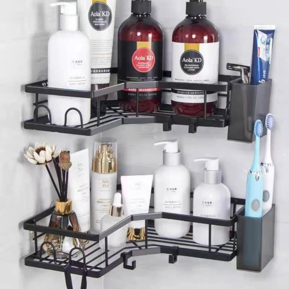 No Drilling Stainless Steel Triangle Double Layer Shelf for Bathroom Balcony Kitchen Corner Storage Space Saving Durable Design    Home Decor Supply | Online Retail | ShoreShopper.com