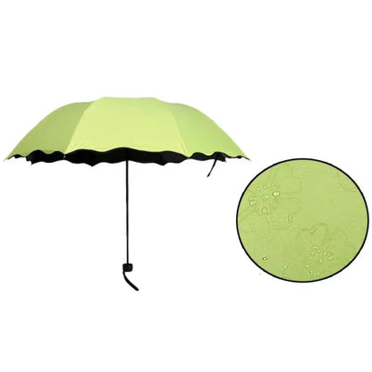 Umbrella Encountering Water Flowering 3-Fold Handheld Travel Umbrella UV Protection Portable Rain Umbrella with Parasol Frame    Your Coastal Marketplace | Shoreshopper.com