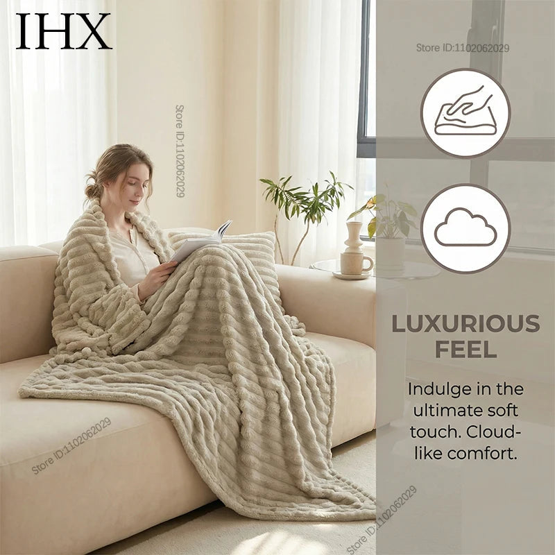 IHX Solid Color Imitation Rabbit Plush Milk Plush Thickened Thermal Leisure Home Blanket Office Nap Blanket, Custom Blanket Size    Your Coastal Marketplace | Shoreshopper.com