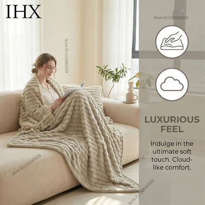 IHX Solid Color Imitation Rabbit Plush Milk Plush Thickened Thermal Leisure Home Blanket Office Nap Blanket, Custom Blanket Size    Your Coastal Marketplace | Shoreshopper.com
