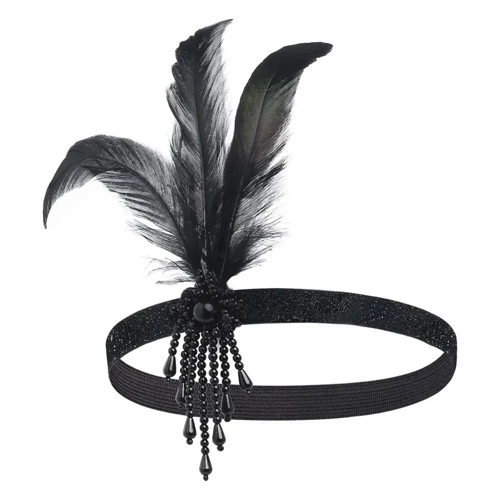 Hair Accessories Feather Headwear Tassel Makeup Party Cosplay Dress Headwear Black Diamond Masquerade Hair Band    Your Coastal Marketplace | Shoreshopper.com