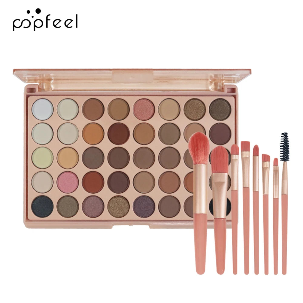 POPFEEL 40-Color Earth Tone & Pink Eyeshadow Palette – Versatile Shimmer, Matte, and Highlight Shades for Effortless Blending。 - ShoreCo.Shop