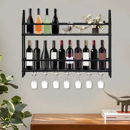 Wall Mounted Iron Wine Rack Bottle Champagne Glass Holder Shelves Bar Home Party Light and Strong Durable Unique Design Decor    Home Decor Supply | Online Retail | ShoreShopper.com