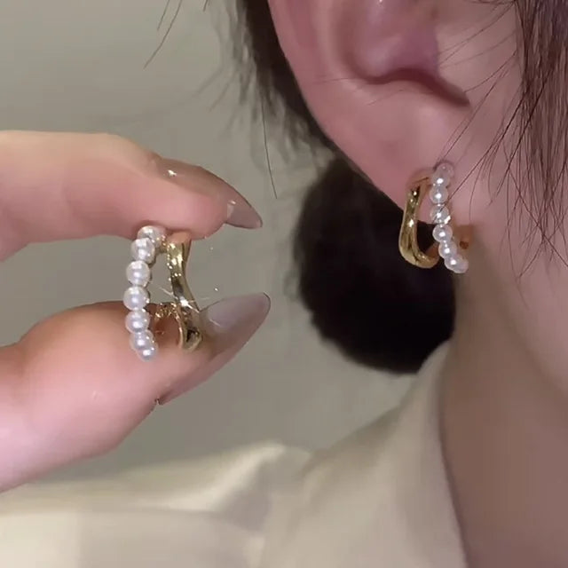 Upscale 14k Gold Jewelry Real Gold  Earrings Zircon Pearl Twist Luxury Stud Earrings for Women Brincos Pendientes Bijoux    Home Decor Supply | Online Retail | ShoreShopper.com