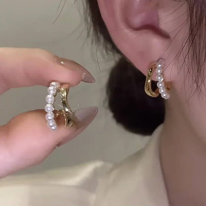 Upscale 14k Gold Jewelry Real Gold  Earrings Zircon Pearl Twist Luxury Stud Earrings for Women Brincos Pendientes Bijoux    Home Decor Supply | Online Retail | ShoreShopper.com