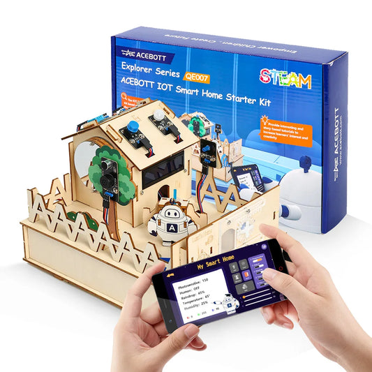 ACEBOTT Smart Home STEM STEAM Starter Kit Wooden House IoT Wifi Blockly Programming for ESP32 Arduino - ShoreCo.Shop