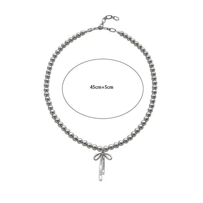 Fashionable Choker with Pendant Graceful Bowknot Pendant Choker Necklace with Gray Pearls Neck Jewelry Accessories    Home Decor Supply | Online Retail | ShoreShopper.com