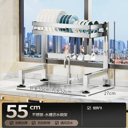 Stainless Steel Sink Shelf Bowl Drain Rack Kitchen Storage Rack Multifunctional Dish Cutlery Knife Spoon Sink Rack Set Organizer    Home Decor Supply | Online Retail | ShoreShopper.com
