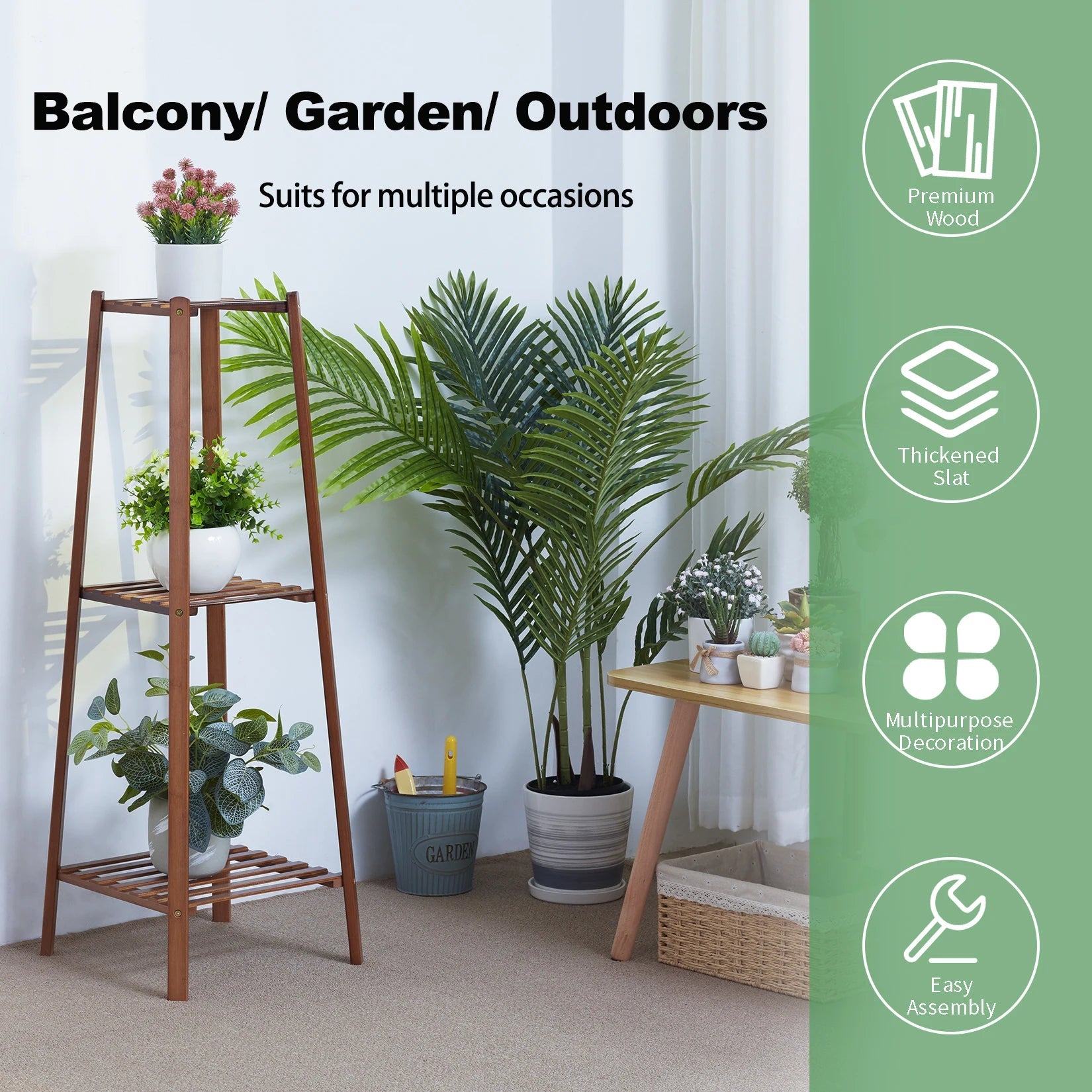Tiered Bamboo Plant Pot Holder Tall Plant Display Shelf Flower Stand Indoor    Home Decor Supply | Online Retail | ShoreShopper.com