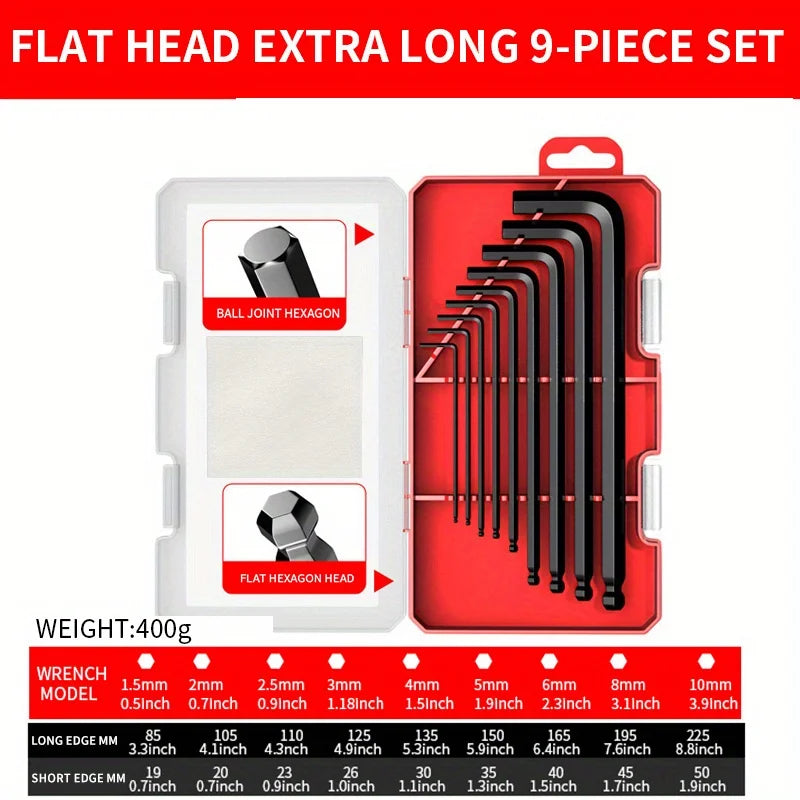 Professional 10-Piece Hex Key Set - Metric & SAE - CR-V Steel Allen Wrenches with Ball End    Home Decor Supply | Online Retail | ShoreShopper.com