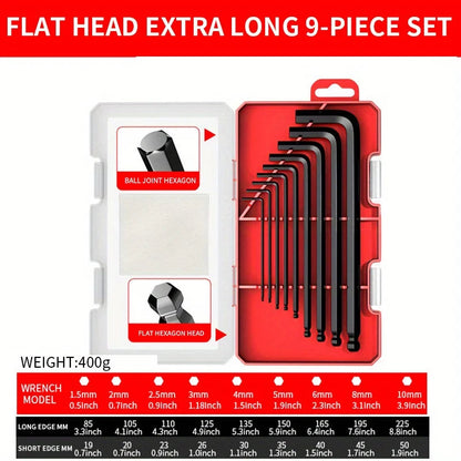 Professional 10-Piece Hex Key Set - Metric & SAE - CR-V Steel Allen Wrenches with Ball End    Home Decor Supply | Online Retail | ShoreShopper.com