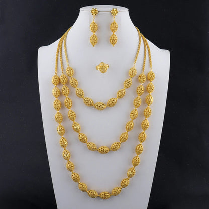 women  jewelry set indian arabic african ethiopian golden color jewelry set Hollow Out Oval Necklace Earrings Ring free shipping    Home Decor Supply | Online Retail | ShoreShopper.com