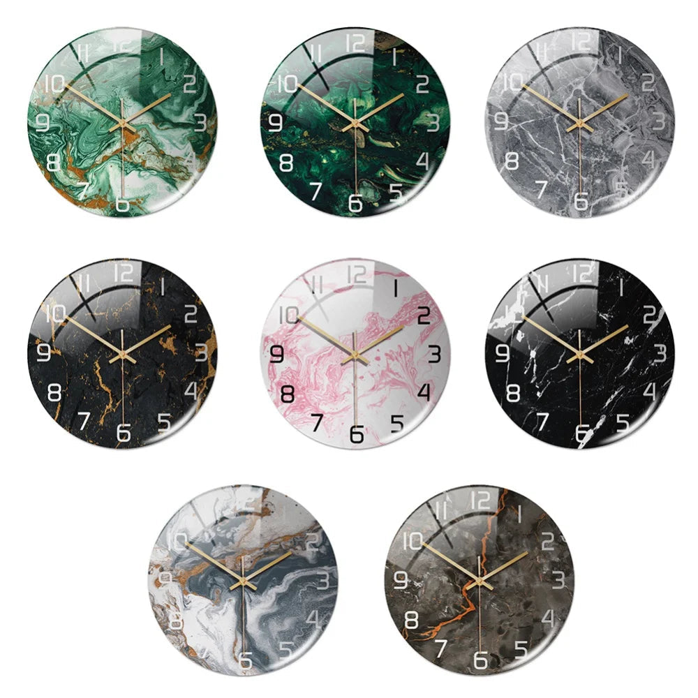 Black Gold Marble Metal Needle Modern Acrylic Round Clock 12"    Home Decor Supply | Online Retail | ShoreShopper.com