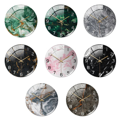 Black Gold Marble Metal Needle Modern Acrylic Round Clock 12"    Home Decor Supply | Online Retail | ShoreShopper.com