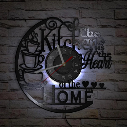 The Kitchen The Heart Of The Home Inspired Vinyl Record Clock Modern Design Vinyl Wall Watch Kitchen Decor Noiseless Timepieces    Home Decor Supply | Online Retail | ShoreShopper.com