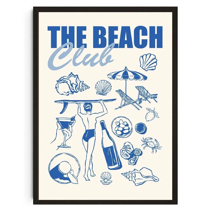 Seashells Meet Me At The Beach Poster Summer Sea Bikini Coastal Quotes Canvas Painting Trendy Wall Art Room Home Decor    Your Coastal Marketplace | Shoreshopper.com