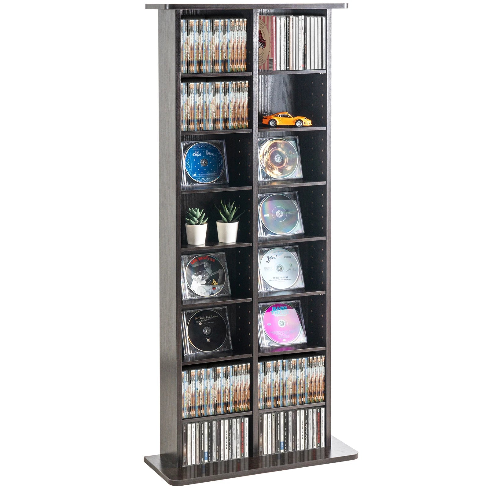 SucceBuy Media Storage Cabinet DVD Shelf Holds Adjustable CD Shelves 5/12/16/36 Compartments Protects and Organizes Music Movie    Home Decor Supply | Online Retail | ShoreShopper.com